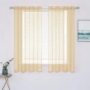 MIULEE 2 Panels Solid Color Sheer Curtains 63 Inch Length Elegant Grommet Window Voile Panels/Drapes/Treatment for Bedroom Living Room W54 x L63 Inch, Cream Beige