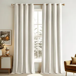 MIULEE 90 Inches Velvet Curtains Off White Elegant Grommet Curtains Thermal Insulated Soundproof Room Darkening Curtains/Drapes for Classical Living Room Bedroom Decor 52 x 90 Inch Set of 2