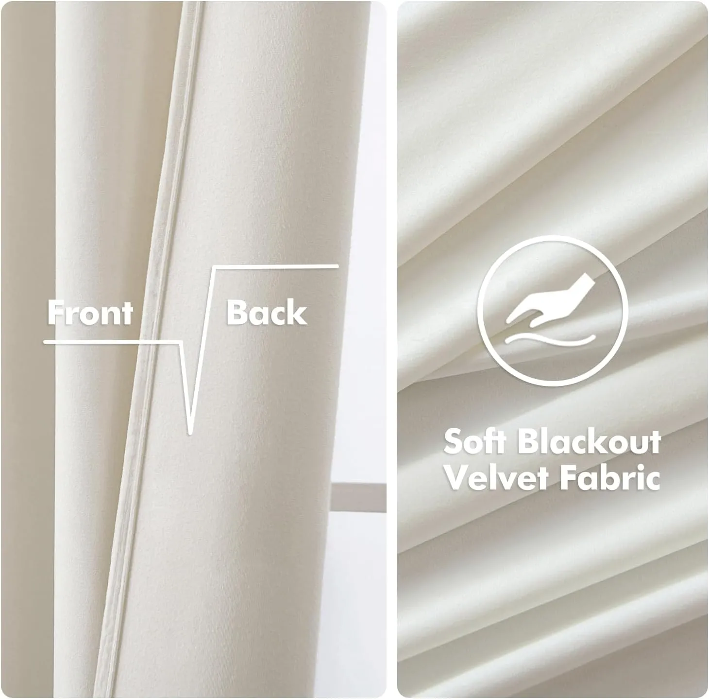 MIULEE 90 Inches Velvet Curtains Off White Elegant Grommet Curtains Thermal Insulated Soundproof Room Darkening Curtains/Drapes for Classical Living Room Bedroom Decor 52 x 90 Inch Set of 2