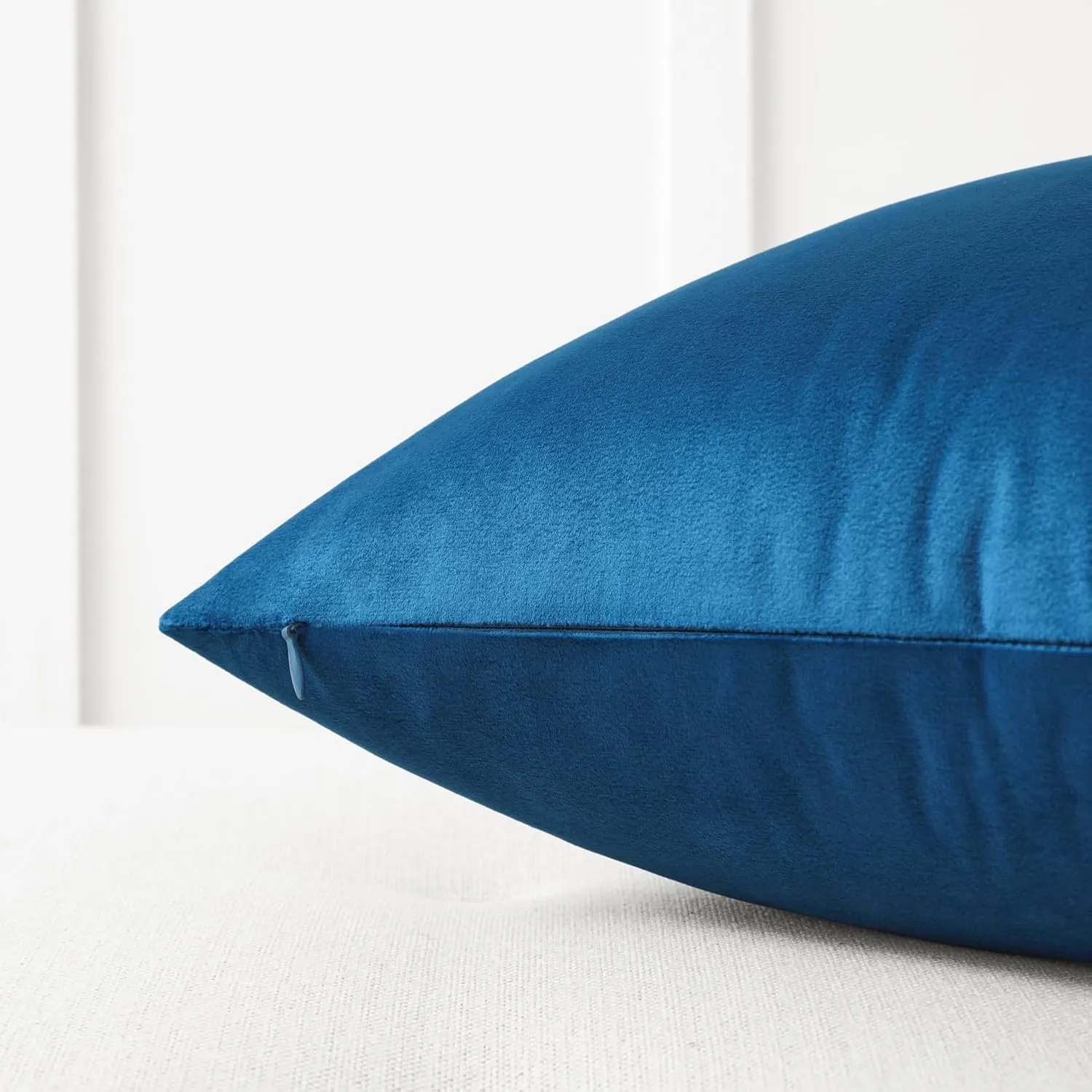 Mixhug Decorative Throw Pillow Covers, Velvet Cushion Covers, Solid Throw Pillow Cases for Couch and Bed Pillows, Blue, 20 x 20 Inches, Set of 2