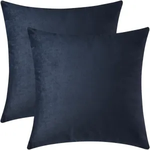 Mixhug Decorative Throw Pillow Covers, Velvet Cushion Covers, Solid Throw Pillow Cases for Couch and Bed Pillows, Midnight Blue, 20 x 20 Inches, Set of 2