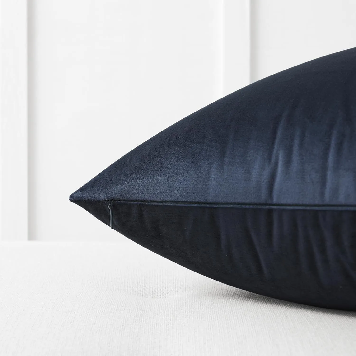 Mixhug Decorative Throw Pillow Covers, Velvet Cushion Covers, Solid Throw Pillow Cases for Couch and Bed Pillows, Midnight Blue, 20 x 20 Inches, Set of 2
