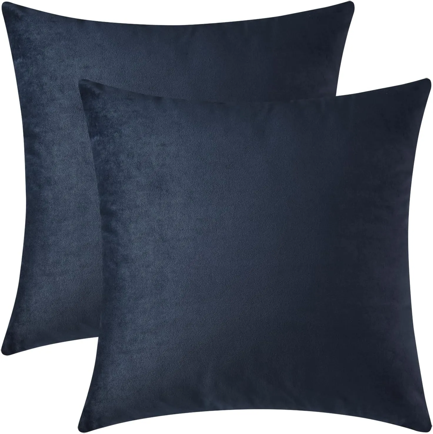 Mixhug Decorative Throw Pillow Covers, Velvet Cushion Covers, Solid Throw Pillow Cases for Couch and Bed Pillows, Midnight Blue, 20 x 20 Inches, Set of 2