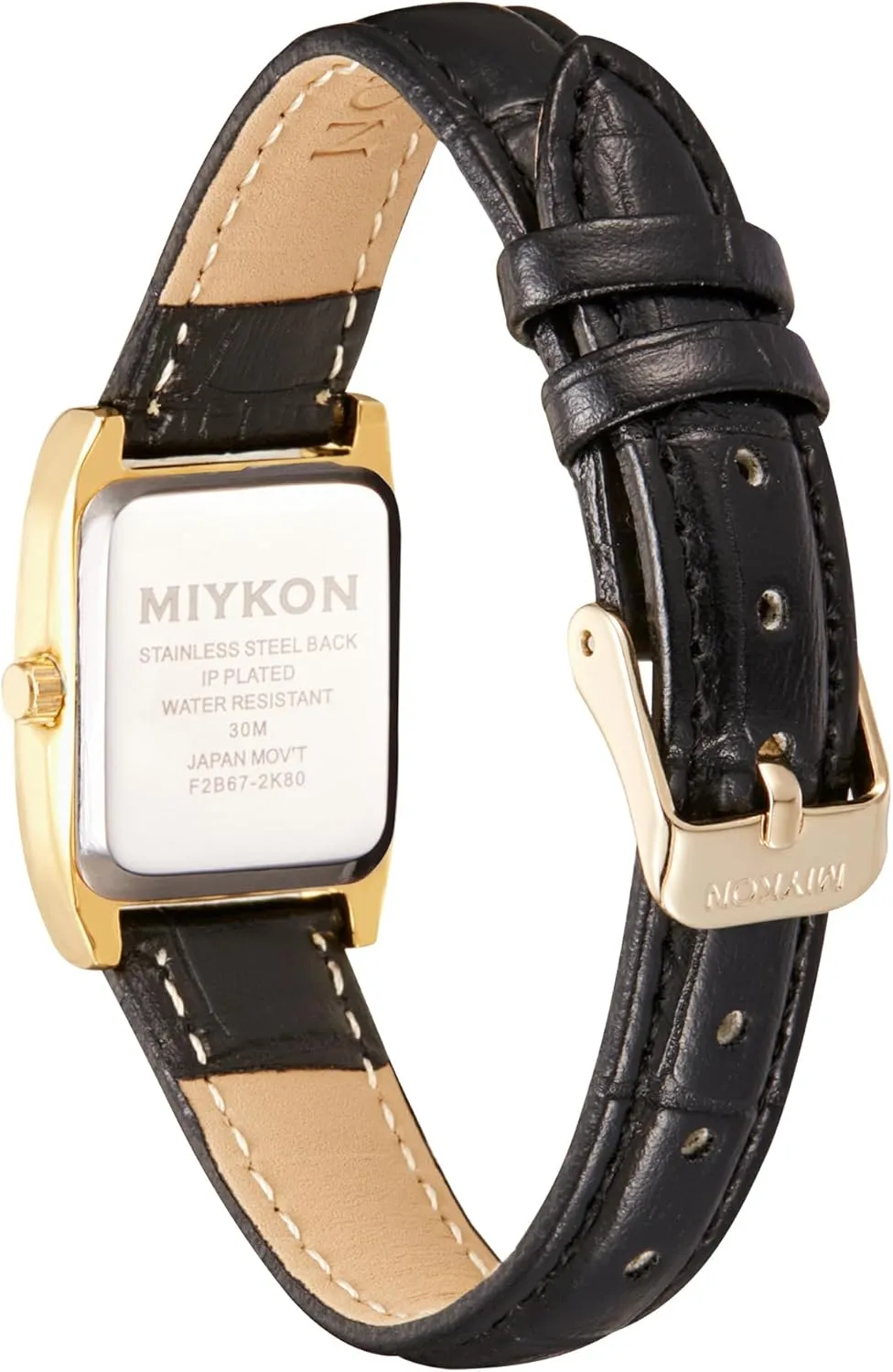 Miykon Vintage Watches for Women | Small Dainty Tank, Square Womens Watch with Genuine Leather Strap and Second Hand | Ion Polished, Luminous Hands, Scratch Resist, Japan Quartz, 100ft Water Resistant