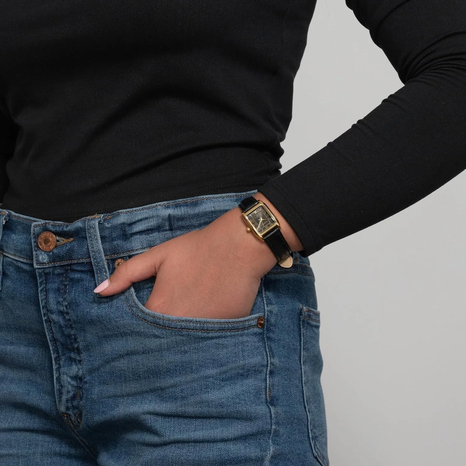 Miykon Vintage Watches for Women | Small Dainty Tank, Square Womens Watch with Genuine Leather Strap and Second Hand | Ion Polished, Luminous Hands, Scratch Resist, Japan Quartz, 100ft Water Resistant