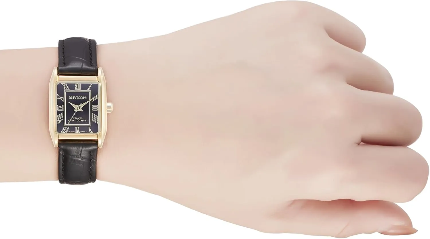 Miykon Vintage Watches for Women | Small Dainty Tank, Square Womens Watch with Genuine Leather Strap and Second Hand | Ion Polished, Luminous Hands, Scratch Resist, Japan Quartz, 100ft Water Resistant