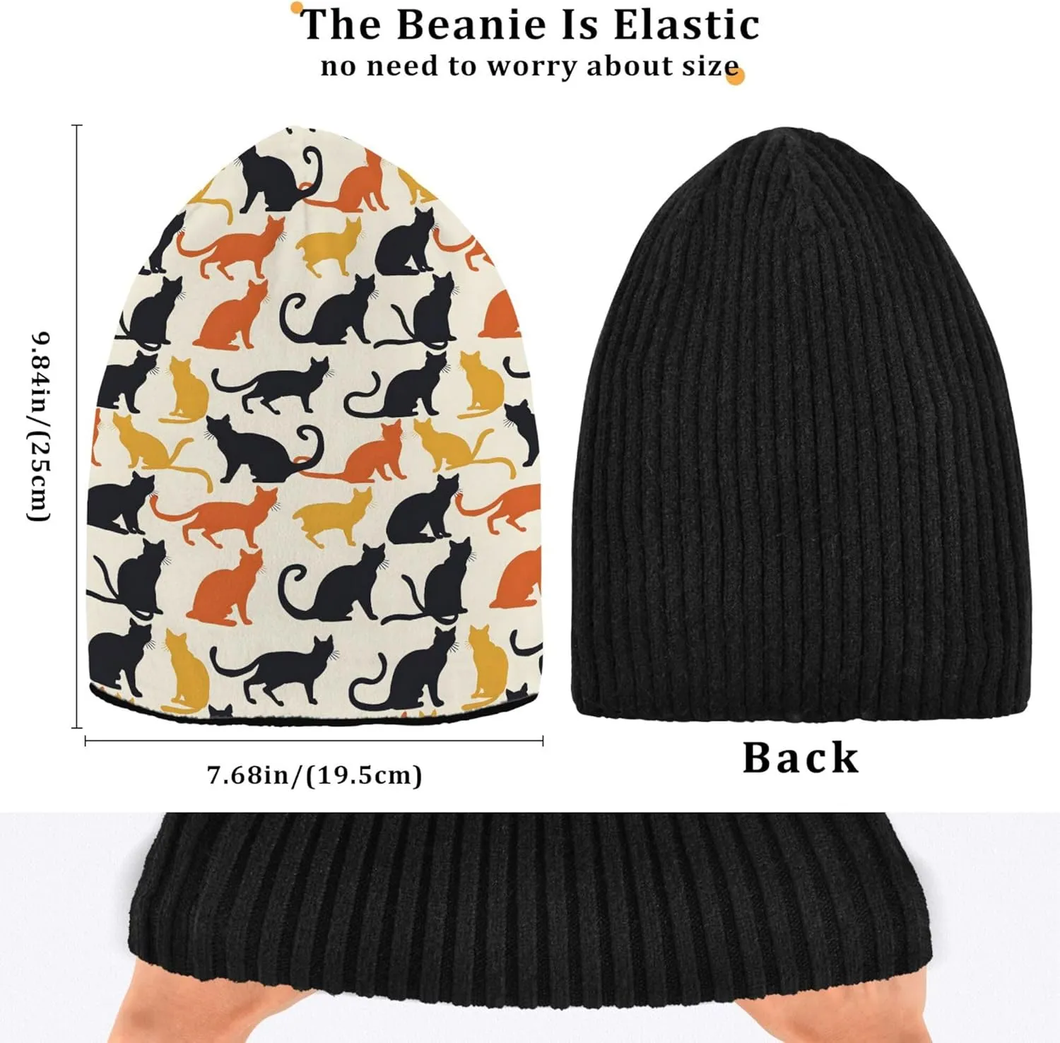 MNSRUU Black Beanie Hat Line Beanie Hat for Men Women Beanie Cap Roll-up Edge Skullcap