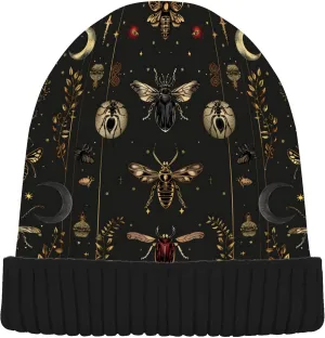 MNSRUU Black Beanie Hat Neon Purple and Bats Stars and Moons Beanie Hat for Men Women Beanie Cap Roll-up Edge Skullcap