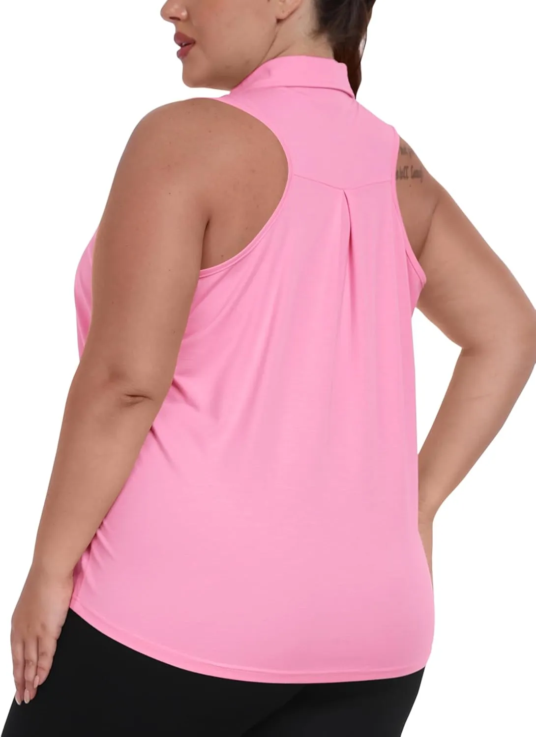 MoFiz Women's Plus Size Golf Polo Shirts Loose Fit Short Sleeve V-Neck Tennis Workouts Tops, XL-5XL