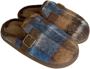 Molodo Plush Checkered Women's Slippers Two-Tone Plaid Colors Winter Warm Slippers Furry Anti-skid House Shoes Indoor Outdoor