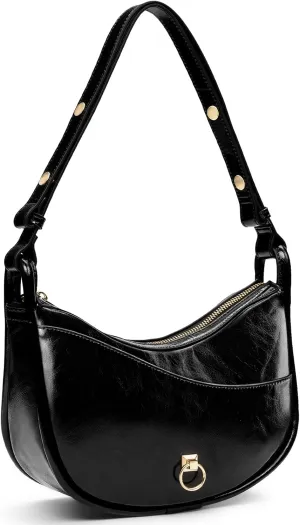molshine Genuine Leather Shoulder Handbag, Designed Crescent Handbag, Armpit Bag Crossbody Bag for Women Lady Model DLK0031A