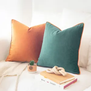 MONDAY MOOSE Decorative Throw Pillow Covers Cushion Cases, Set of 2 Soft Velvet Modern Double-Sided Designs, Mix and Match for Home Decor, Pillow Inserts Not Included (18x18 inch, Orange/Green)