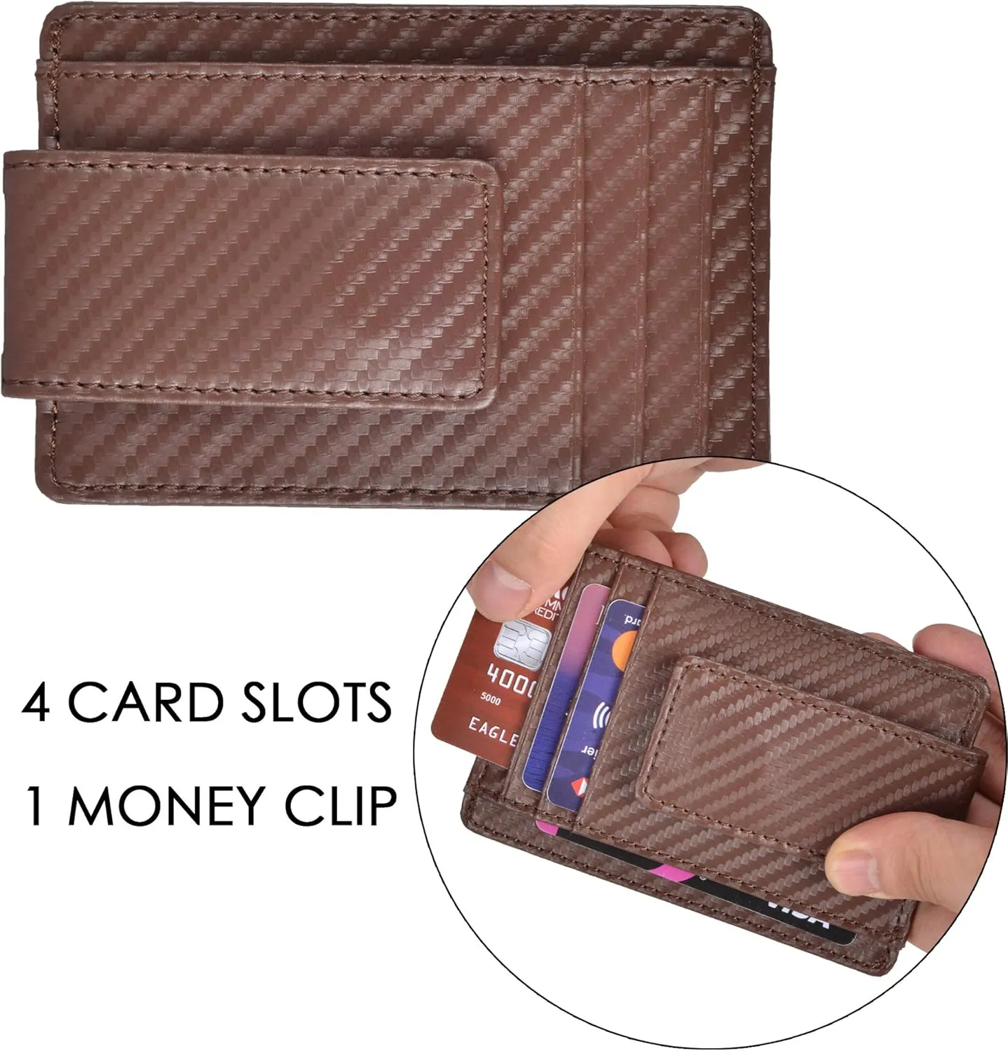 Money Clip RFID Front Pocket Wallet Men Leather Slim Minimalist Wallet