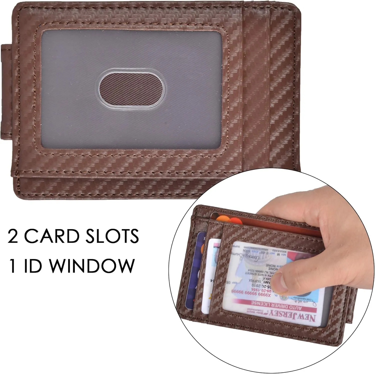 Money Clip RFID Front Pocket Wallet Men Leather Slim Minimalist Wallet
