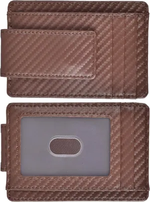 Money Clip RFID Front Pocket Wallet Men Leather Slim Minimalist Wallet
