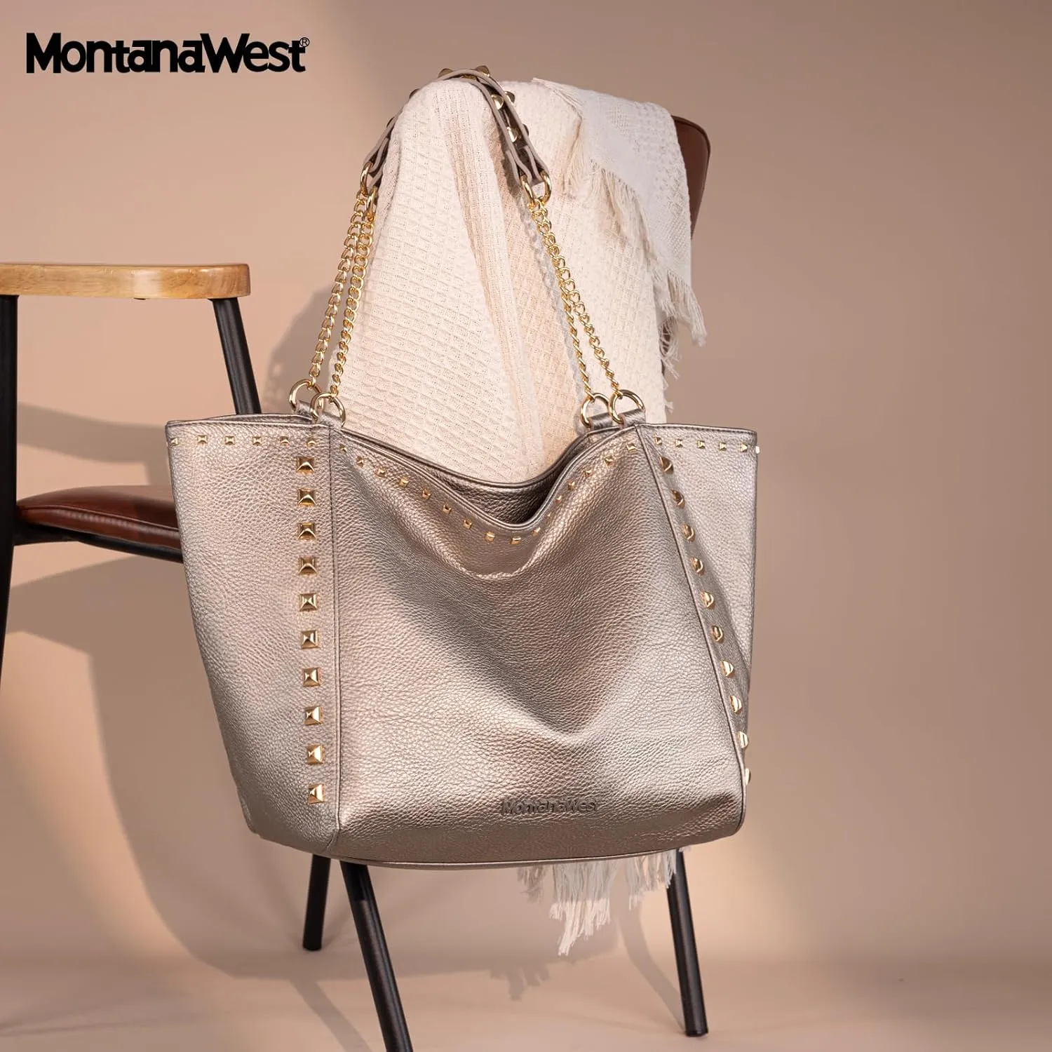Montana West Large Tote Bag for Women Oversized Shoulder Purses with Chain Handbags