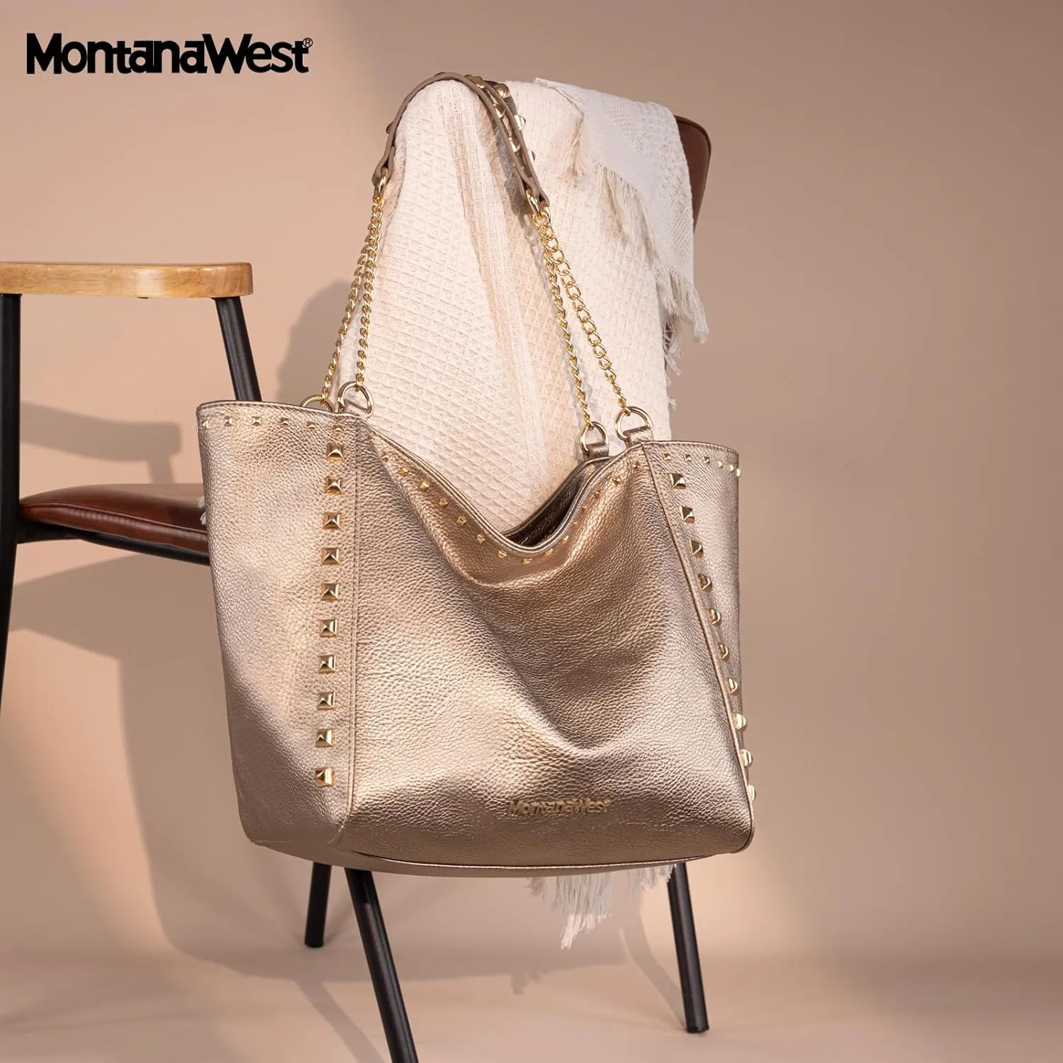 Montana West Large Tote Bag for Women Oversized Shoulder Purses with Chain Handbags