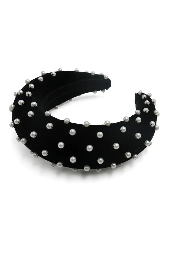 Morgan & Taylor Nikki Velvet Headband in Black
