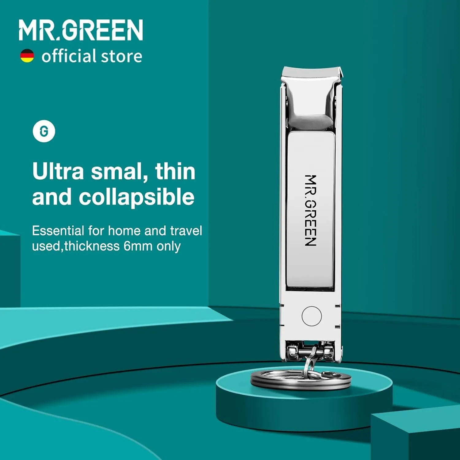 MR.GREEN Collapsible Nail Clippers Small and Thin Portable Travel Nail Scissors Cutter Stainless Steel Manicure Tools with Nail Files (Blue Leather Case  Iron Box)