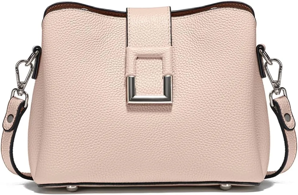 Multi-Compartment Leather Cross Body Bag For Women Shoulder, Bucket Purses with 2 Straps