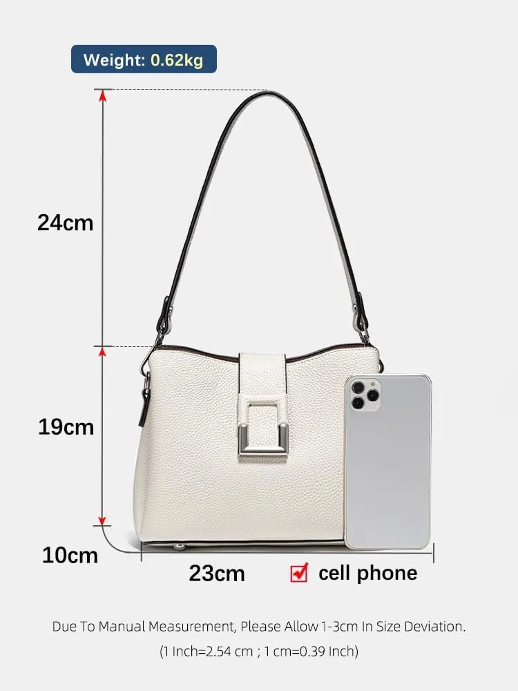 Multi-Compartment Leather Cross Body Bag For Women Shoulder, Bucket Purses with 2 Straps