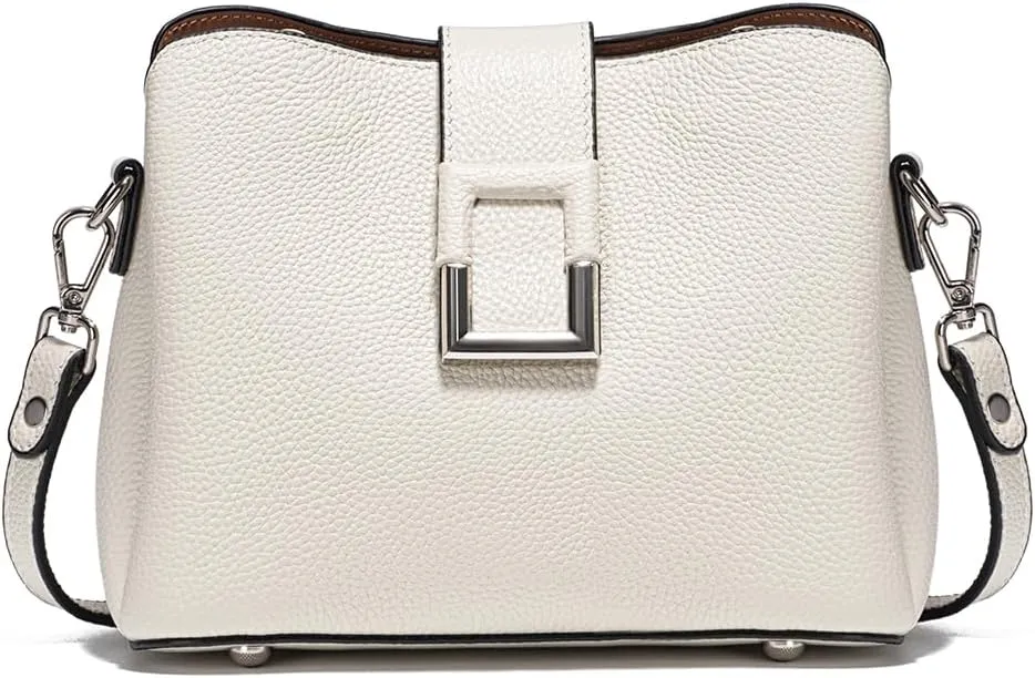 Multi-Compartment Leather Cross Body Bag For Women Shoulder, Bucket Purses with 2 Straps