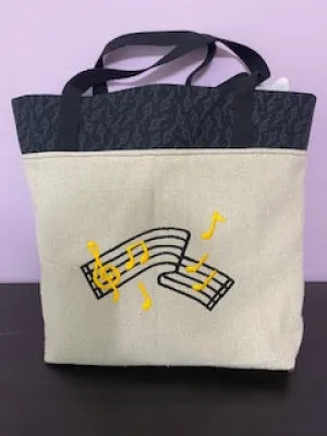 Music Staff Tote in Yellow