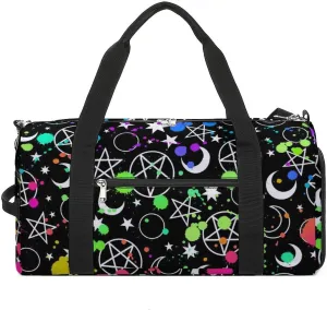 Mystical Esoteric Pattern Moon Magic Sports Tote Gym Bag for Women Men, Overnight Bag with Shoe Compartment Water Resistant