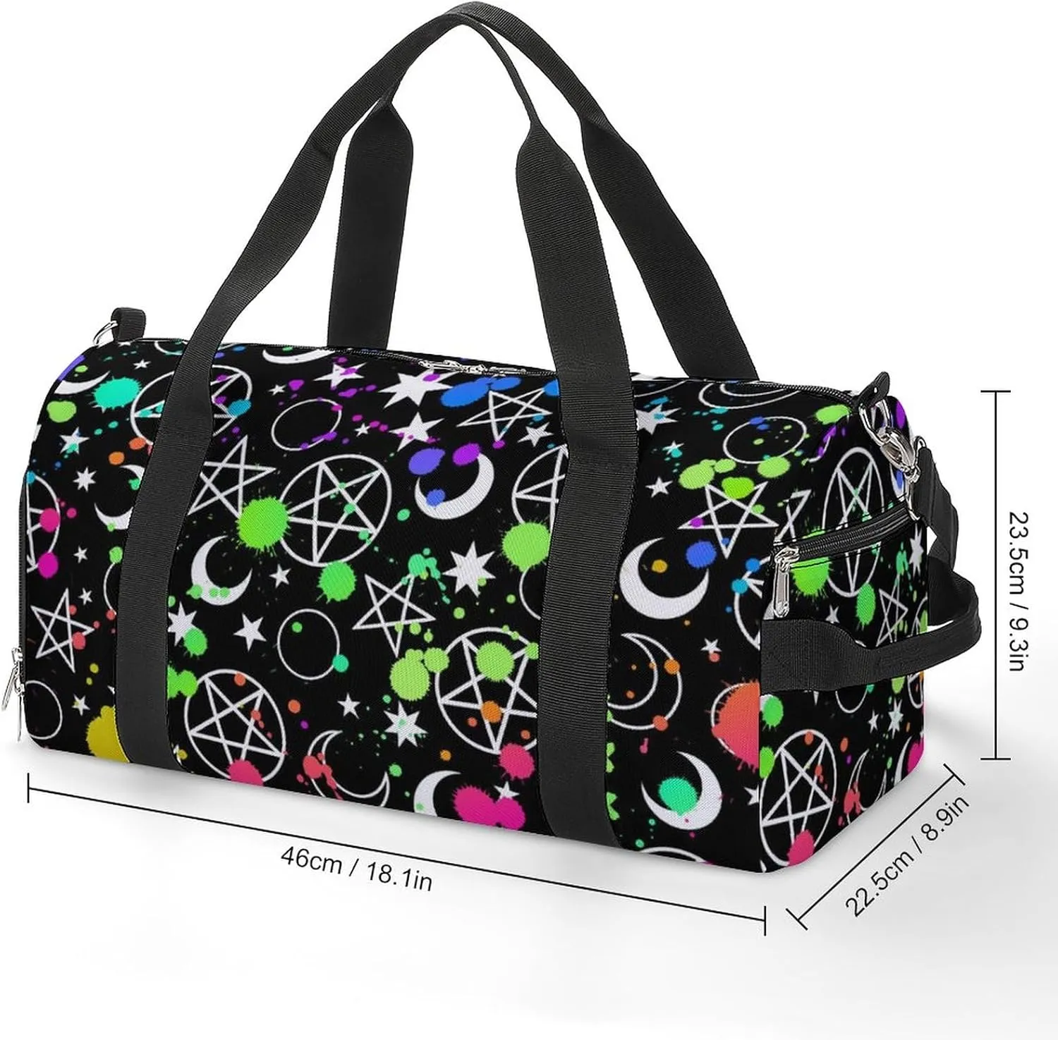 Mystical Esoteric Pattern Moon Magic Sports Tote Gym Bag for Women Men, Overnight Bag with Shoe Compartment Water Resistant