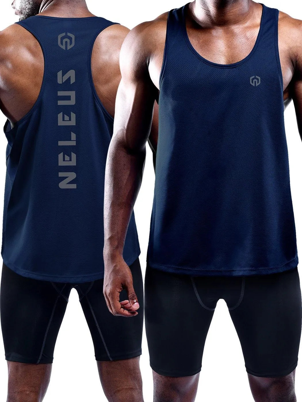 NELEUS Men's 3 Pack Dry Fit Y-Back Muscle Tank Top