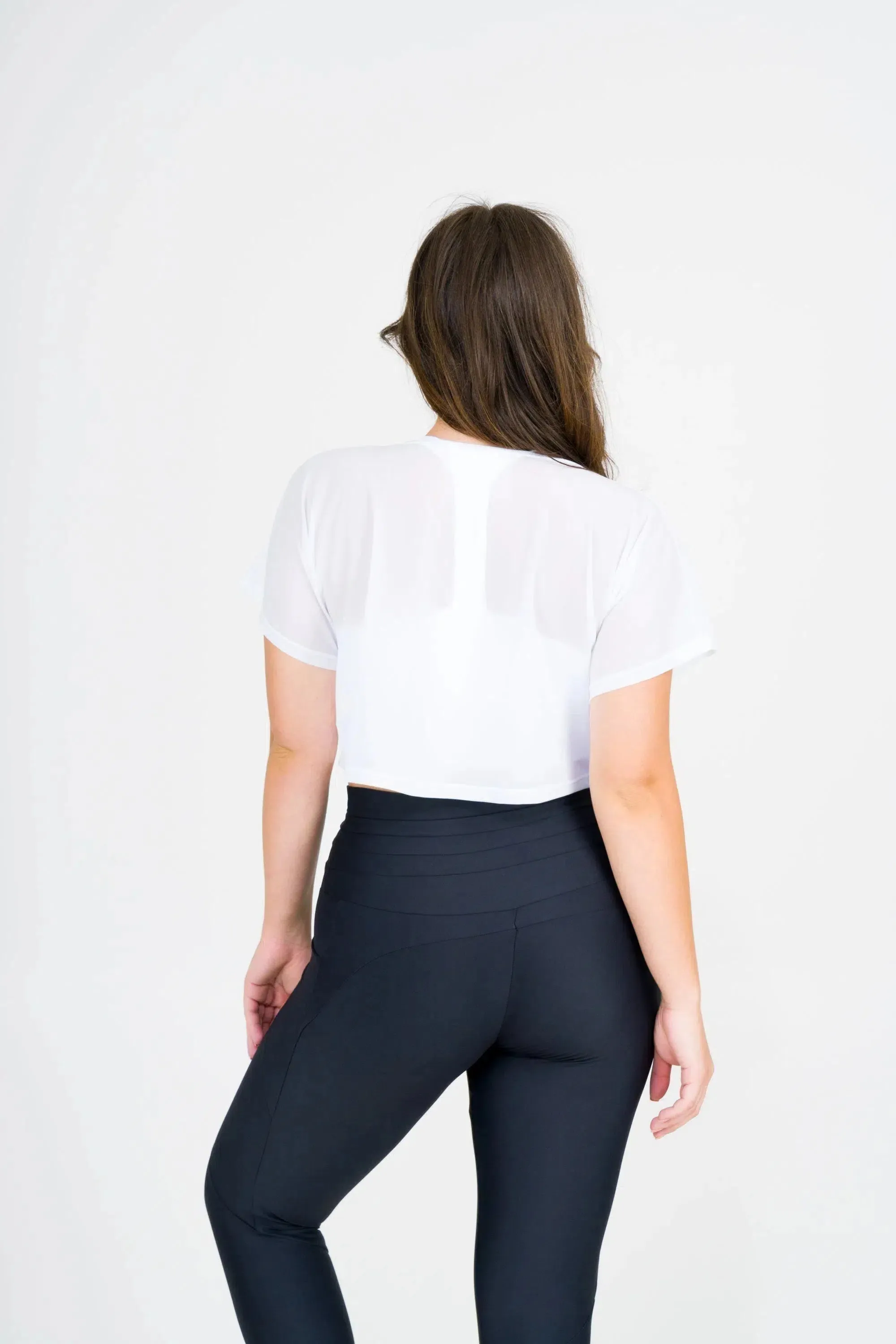Net Cropped Tee - White