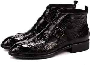 New Ankle Boots for Men Men Round Toe Zip Ankle Boots Office Business Club Holiday Show for Party Genuine Leather The First Layer of Cowhide