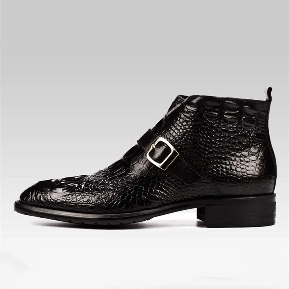 New Ankle Boots for Men Men Round Toe Zip Ankle Boots Office Business Club Holiday Show for Party Genuine Leather The First Layer of Cowhide