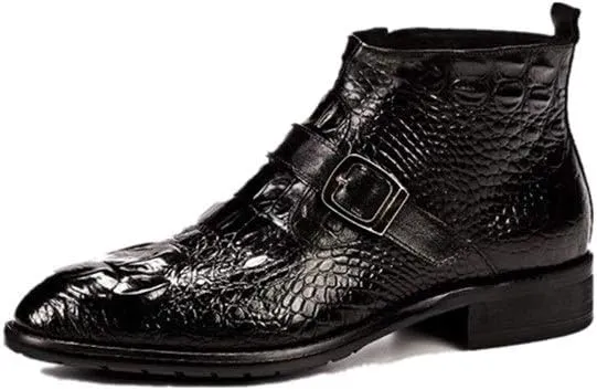 New Ankle Boots for Men Men Round Toe Zip Ankle Boots Office Business Club Holiday Show for Party Genuine Leather The First Layer of Cowhide
