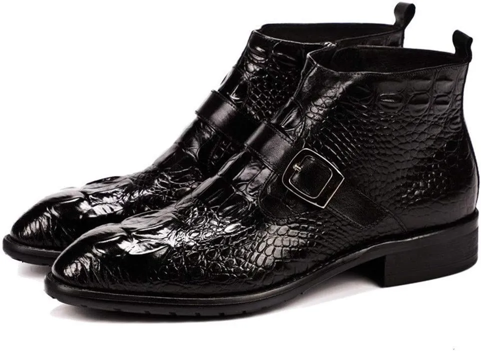 New Ankle Boots for Men Men Round Toe Zip Ankle Boots Office Business Club Holiday Show for Party Genuine Leather The First Layer of Cowhide