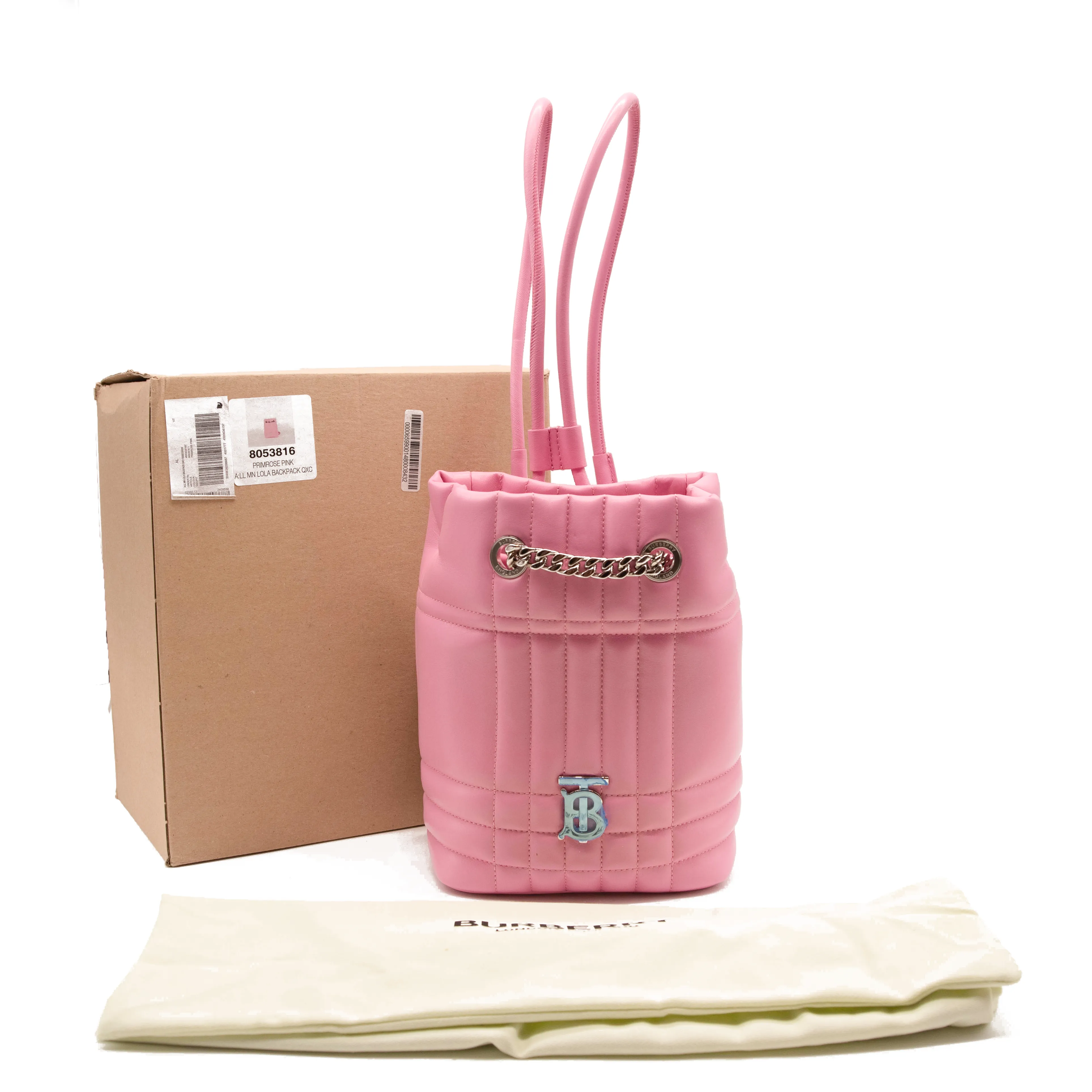 NEW Burberry Mini Lola Quilted Leather Backpack Pink TB