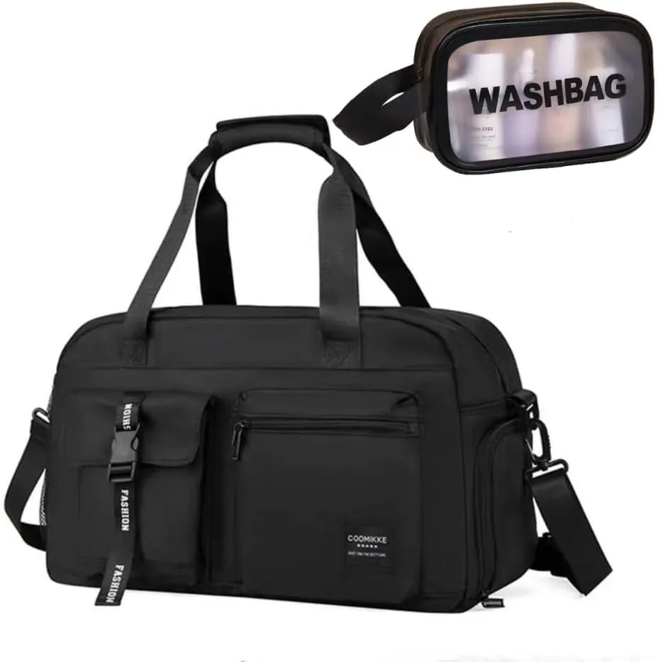 New Sports Tote Gym Travel Luggage Shopping Delivery Weekend Camping Overnight Bag (black)