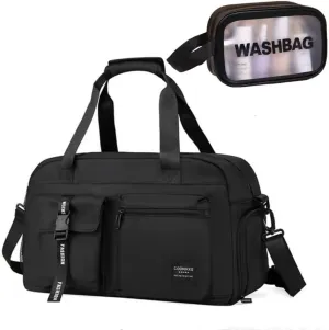 New Sports Tote Gym Travel Luggage Shopping Delivery Weekend Camping Overnight Bag (black)