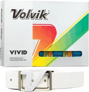 New Volvik Vivid Multi-Performance and 3-Piece Construction Unique Bright Matte Color Finish Golf Ball. 1 Dozen (Blue) with 100% Genuine Italian Leather Belt, White