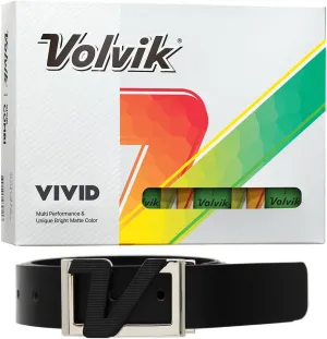 New Volvik Vivid Multi-Performance and 3-Piece Construction Unique Bright Matte Color Finish Golf Ball. 1 Dozen (Green) with 100% Genuine Italian Leather Belt, Black