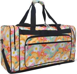 NGIL Canvas 23" inch Duffle Bag (Groovy Flower-Black)