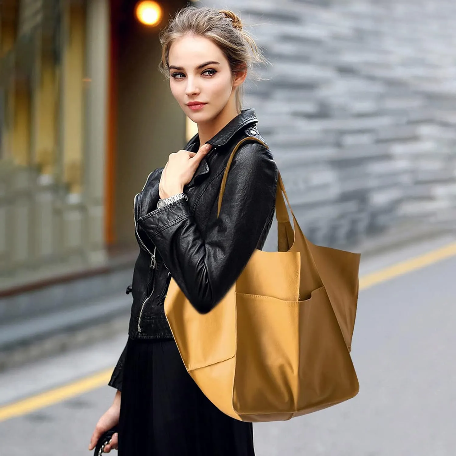 NICOLE & DORIS Large Carry on Handbags Oversized Tote Bags for Women Hobo and Shoulder Bags Soft PU Leather Shopping Bag