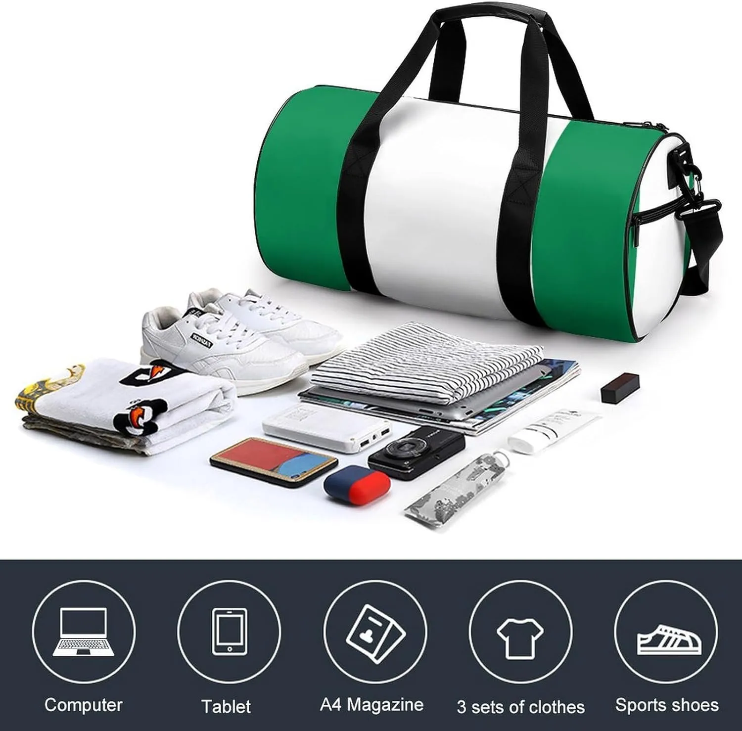 Nigeria Flag Sports Duffel Bag for Women Men with Wet Pocket Gym Bag