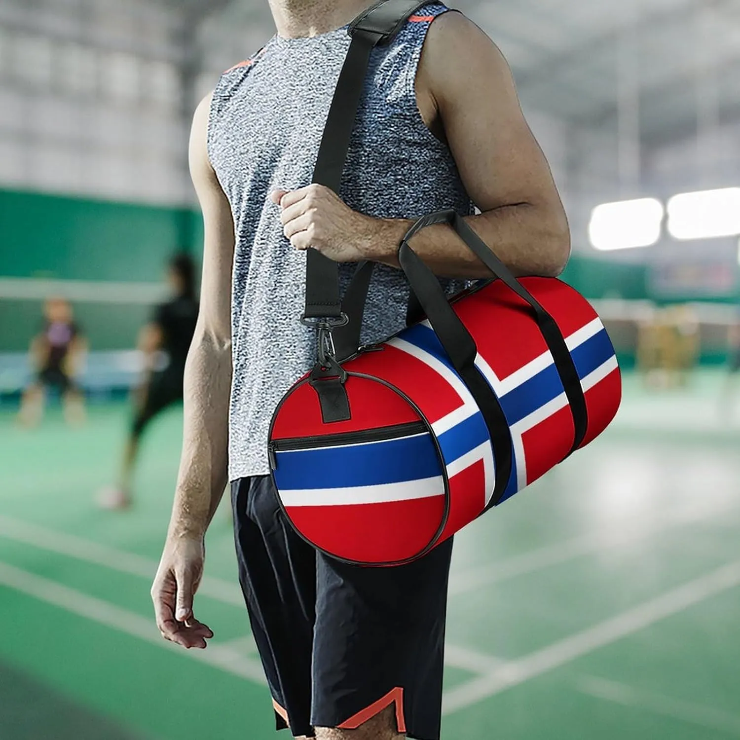 Norway Flag Large Capacity Gym Bag for Women Men with Wet Pocket Travel Duffel