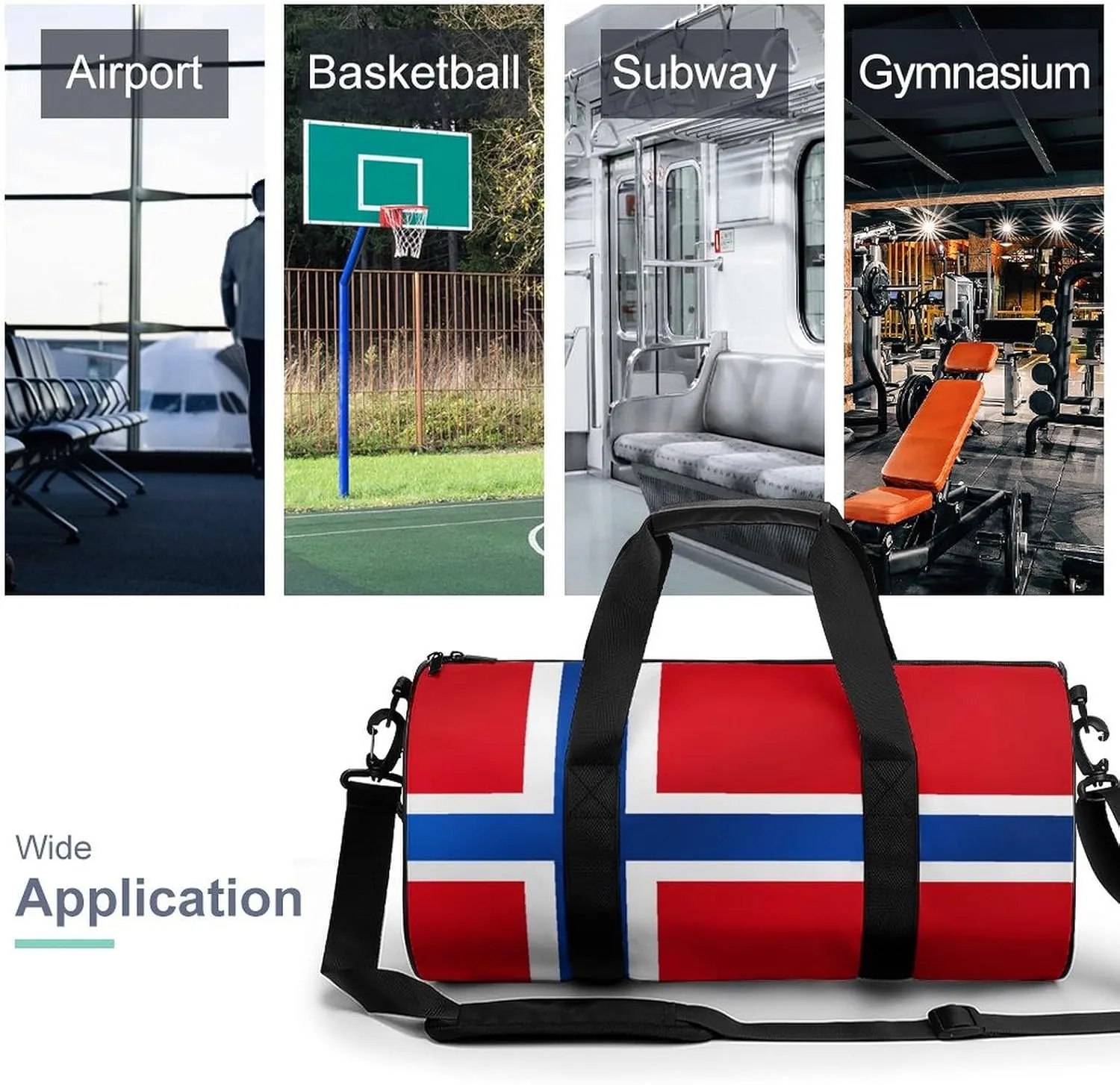 Norway Flag Large Capacity Gym Bag for Women Men with Wet Pocket Travel Duffel