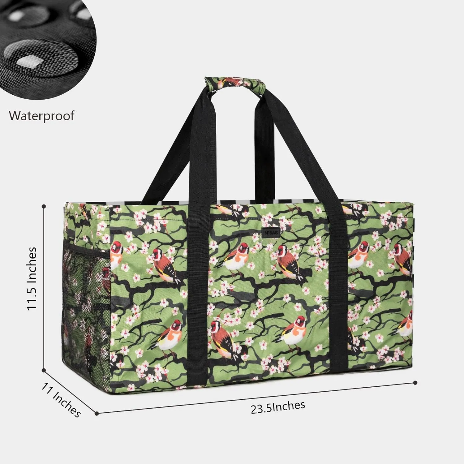 NPBAG Extra Large Utility Tote with Wireframe, Oversized Collapsible Reusable Grocery Shopping Bag, Standable Waterproof Pool Beach Bag, Basket for Storage