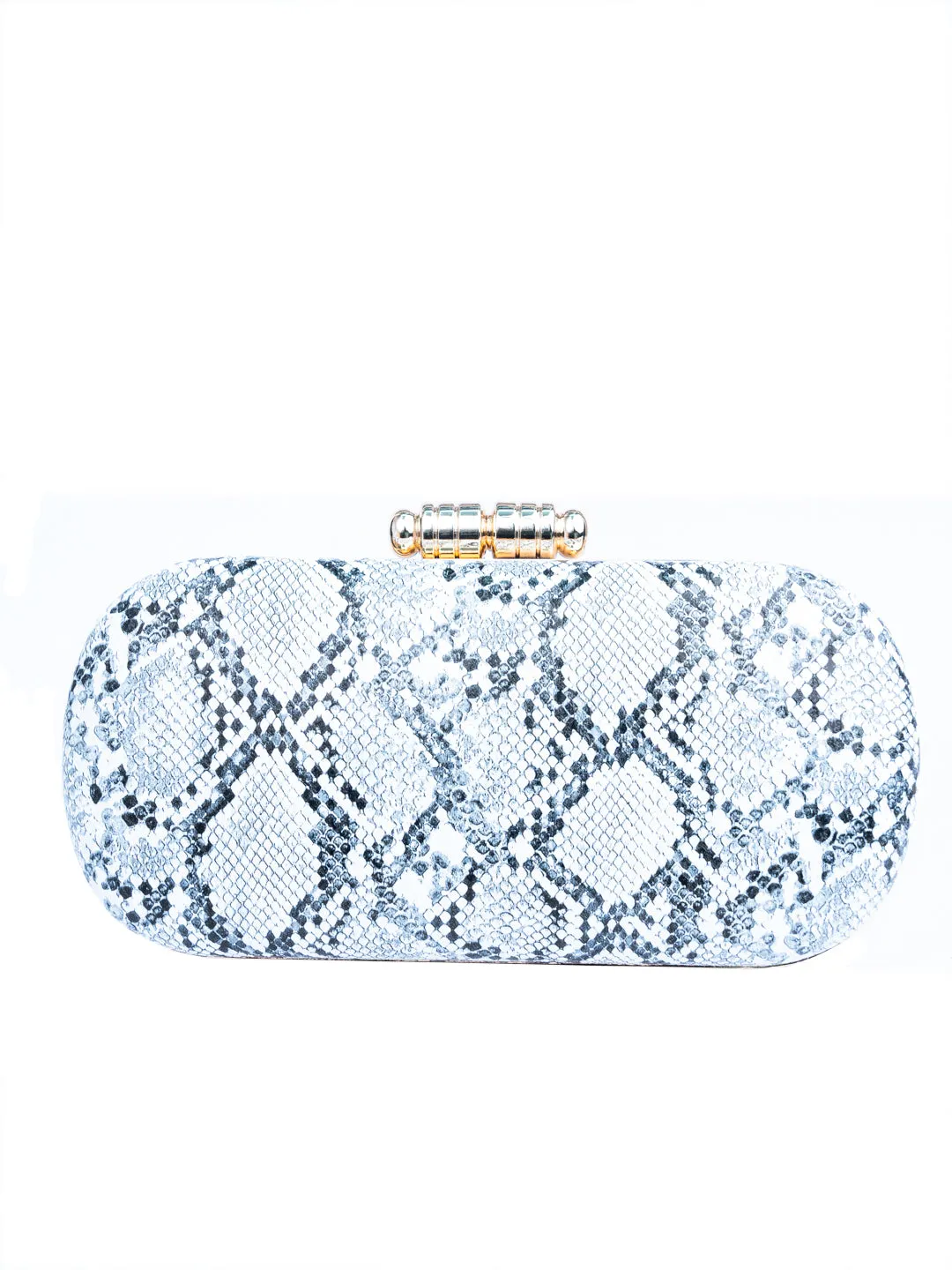 NR By Nidhi Rathi Blue Printed Embellished Box Clutch
