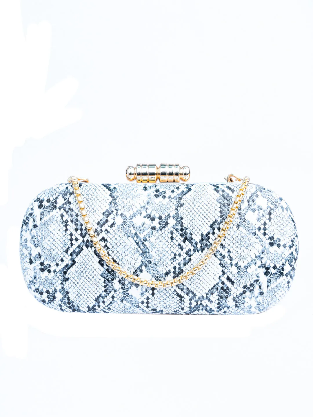 NR By Nidhi Rathi Blue Printed Embellished Box Clutch