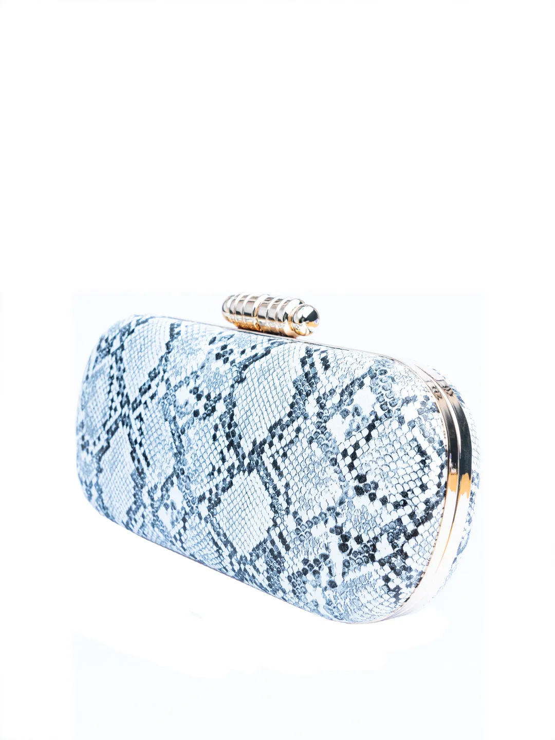 NR By Nidhi Rathi Blue Printed Embellished Box Clutch