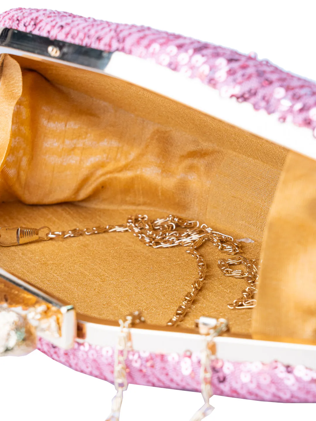 NR By Nidhi Rathi Pink Embellished Box Clutch